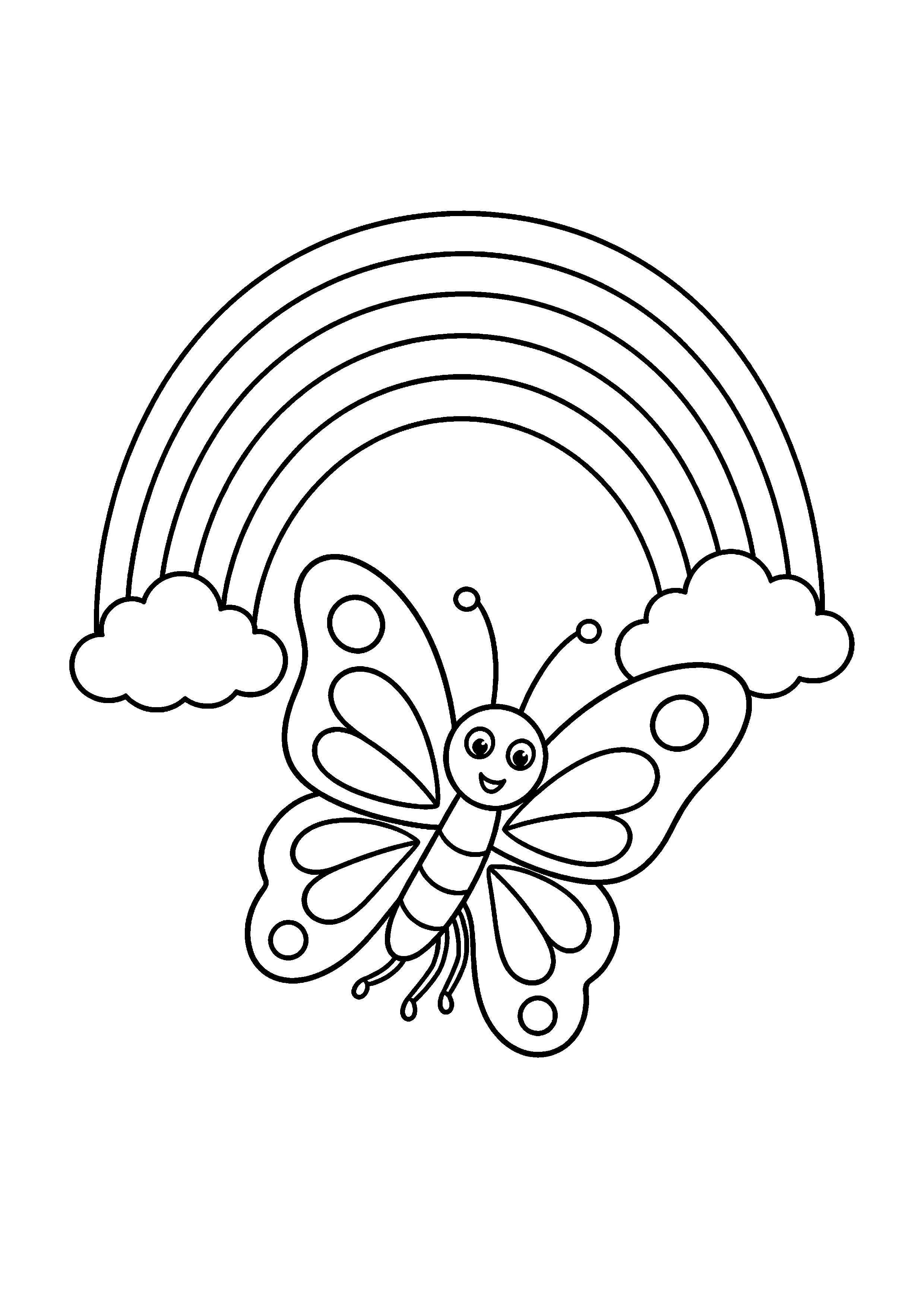 Motyl pod tęczą – kolorowanka – czarno-biała kolorowanka dla dzieci