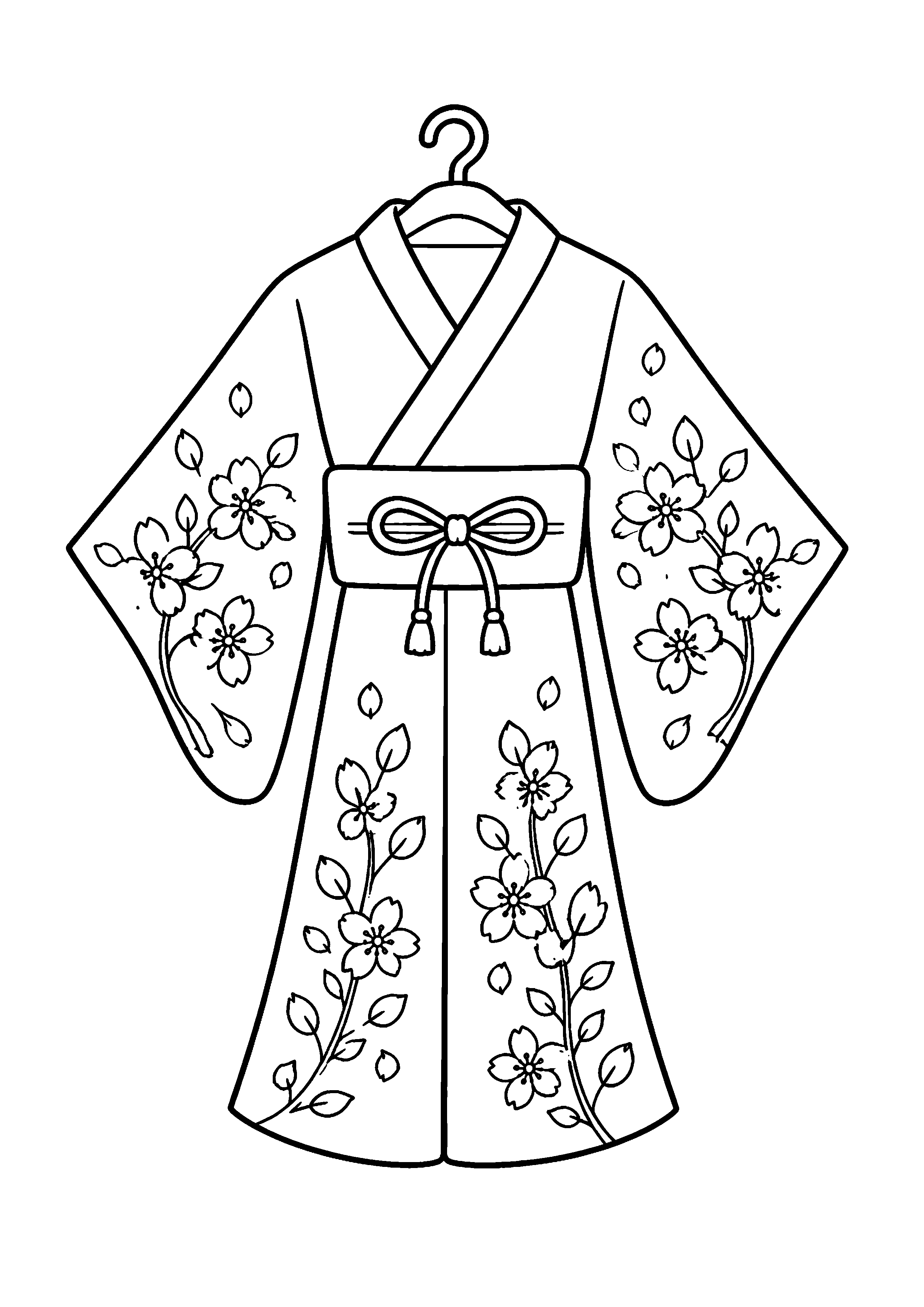 Kimono – kolorowanka – czarno-biała kolorowanka dla dzieci
