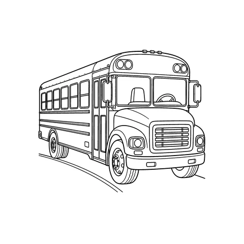 Autobus szkolny – kolorowanka – czarno-biała kolorowanka