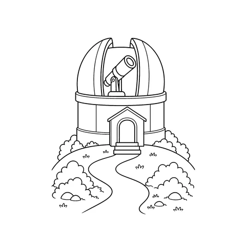 Obserwatorium – kolorowanka – czarno-biała kolorowanka