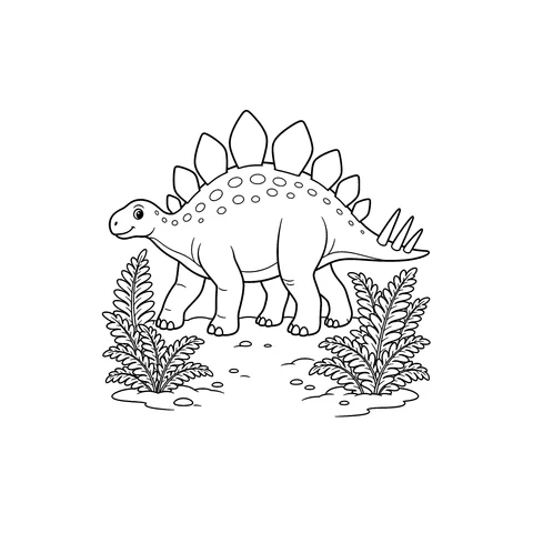 Stegozaur – kolorowanka – czarno-biała kolorowanka