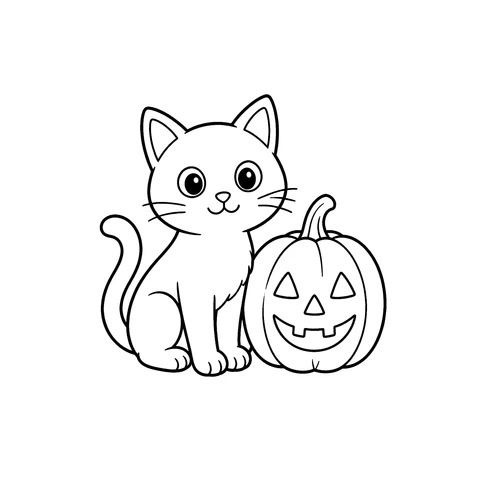 Czarny kot na Halloween – kolorowanka – czarno-biała kolorowanka dla dzieci