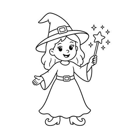 Czarownica na Halloween – kolorowanka – czarno-biała kolorowanka dla dzieci