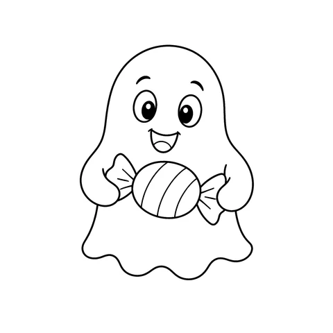 Duszek na Halloween – kolorowanka – czarno-biała kolorowanka dla dzieci
