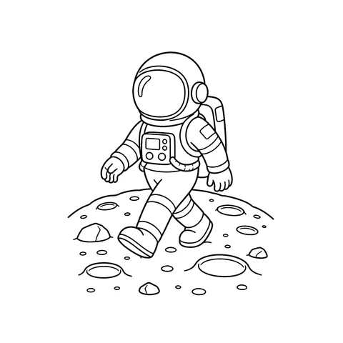 Astronauta – kolorowanka – czarno-biała kolorowanka dla dzieci