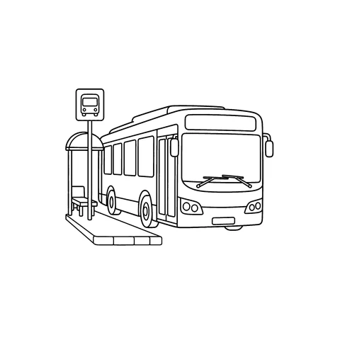 Autobus miejski – kolorowanka – czarno-biała kolorowanka dla dzieci