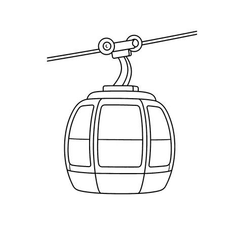 Gondola górska – kolorowanka – czarno-biała kolorowanka dla dzieci