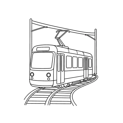 Tramwaj – kolorowanka – czarno-biała kolorowanka dla dzieci