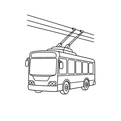 Trolejbus – kolorowanka – czarno-biała kolorowanka dla dzieci