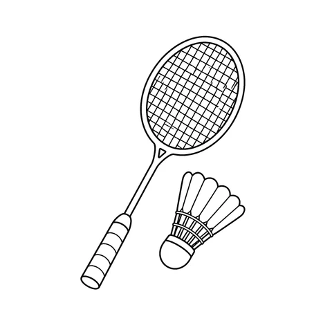 Badminton – kolorowanka – czarno-biała kolorowanka dla dzieci