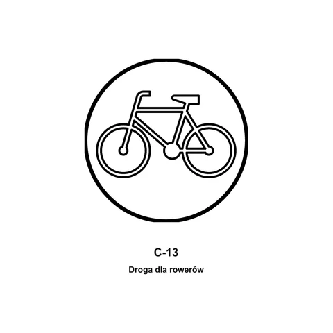 Znak C-13 Droga dla rowerów – kolorowanka – czarno-biała kolorowanka