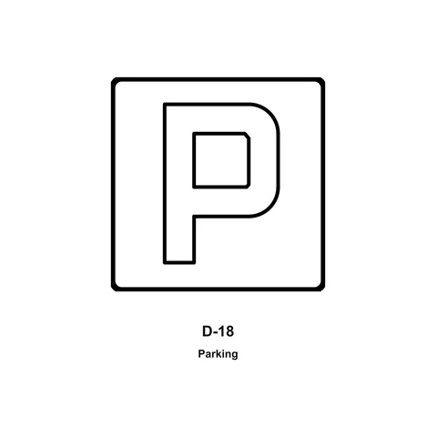 Znak D-18 Parking – kolorowanka – czarno-biała kolorowanka