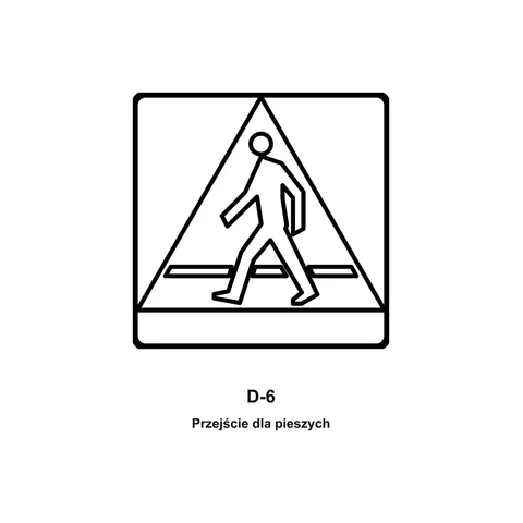 Znak D-6 Przejście dla pieszych – kolorowanka – czarno-biała kolorowanka