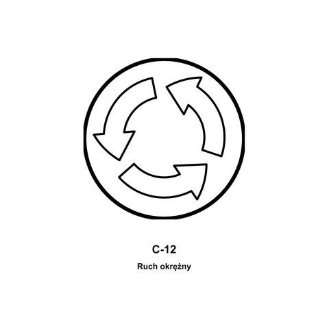 Znak C-12 Ruch okrężny – kolorowanka – czarno-biała kolorowanka
