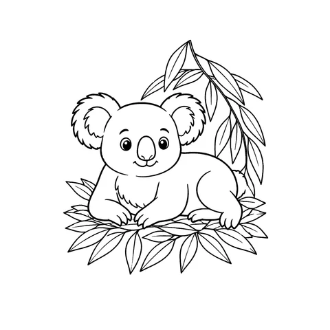 Koala – kolorowanka – czarno-biała kolorowanka dla dzieci